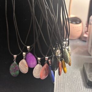 Elegant Multi-Color Stone Pendant Necklace